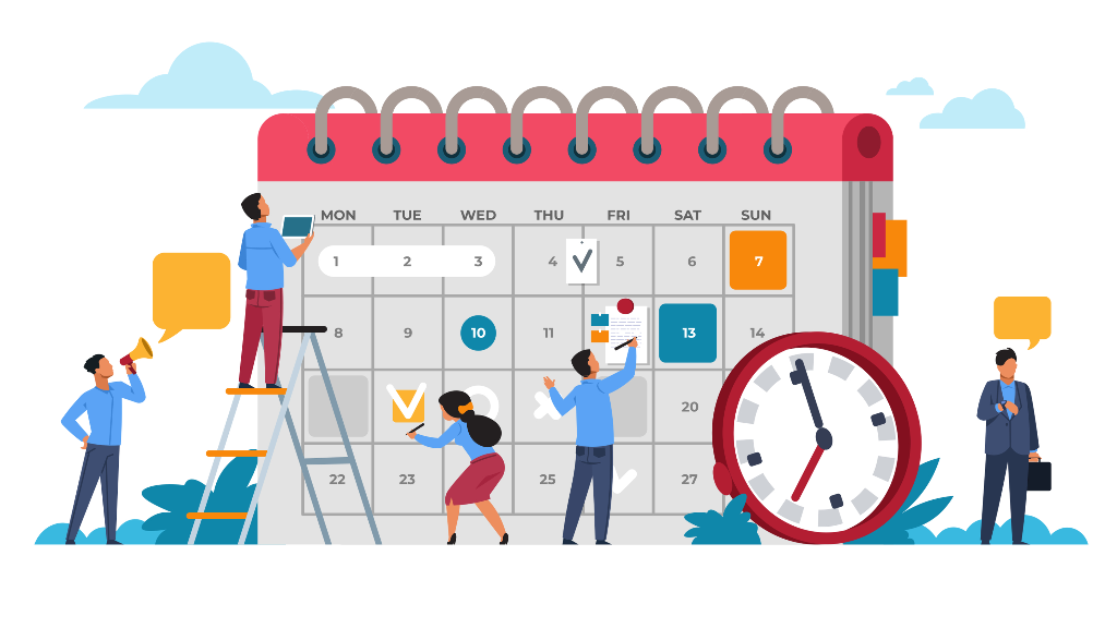 Grafik eines Kalenders als Zeichen für Arbeitsplanung