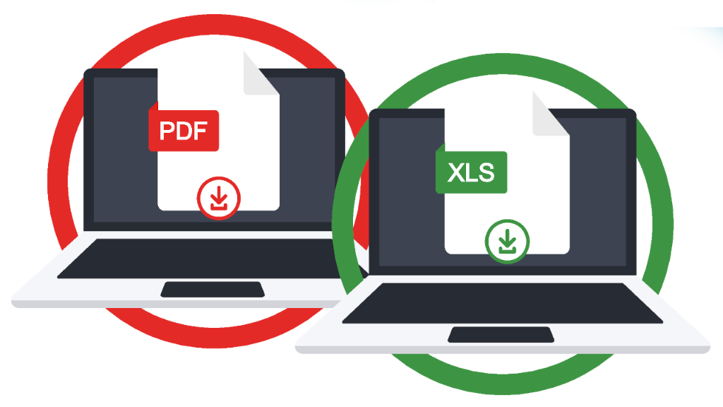 Grafik mit Excel und PDF Download-Möglichkeiten